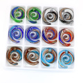 MC0036 Sand Multi-Color Flat Swirl Glass charm Pendants Gold Lampwork 12pcs/box